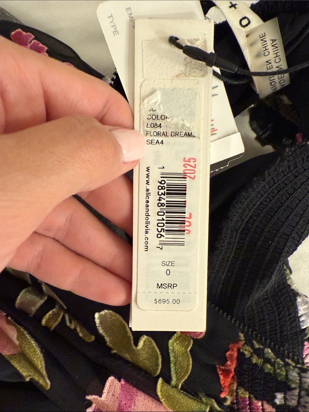 Alice + Olivia Black Floral Halter Maxi Dress with Tie Waist - Picture 13 of 13